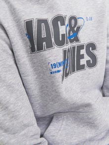 Jack & Jones Logo Hoodie For boys -Light Grey Melange - 12247700