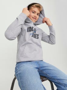 Jack & Jones Logo Hoodie Voor jongens -Light Grey Melange - 12247700