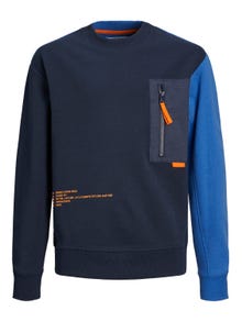 Jack & Jones Printed Crew neck Sweatshirt For boys -Navy Blazer - 12247750