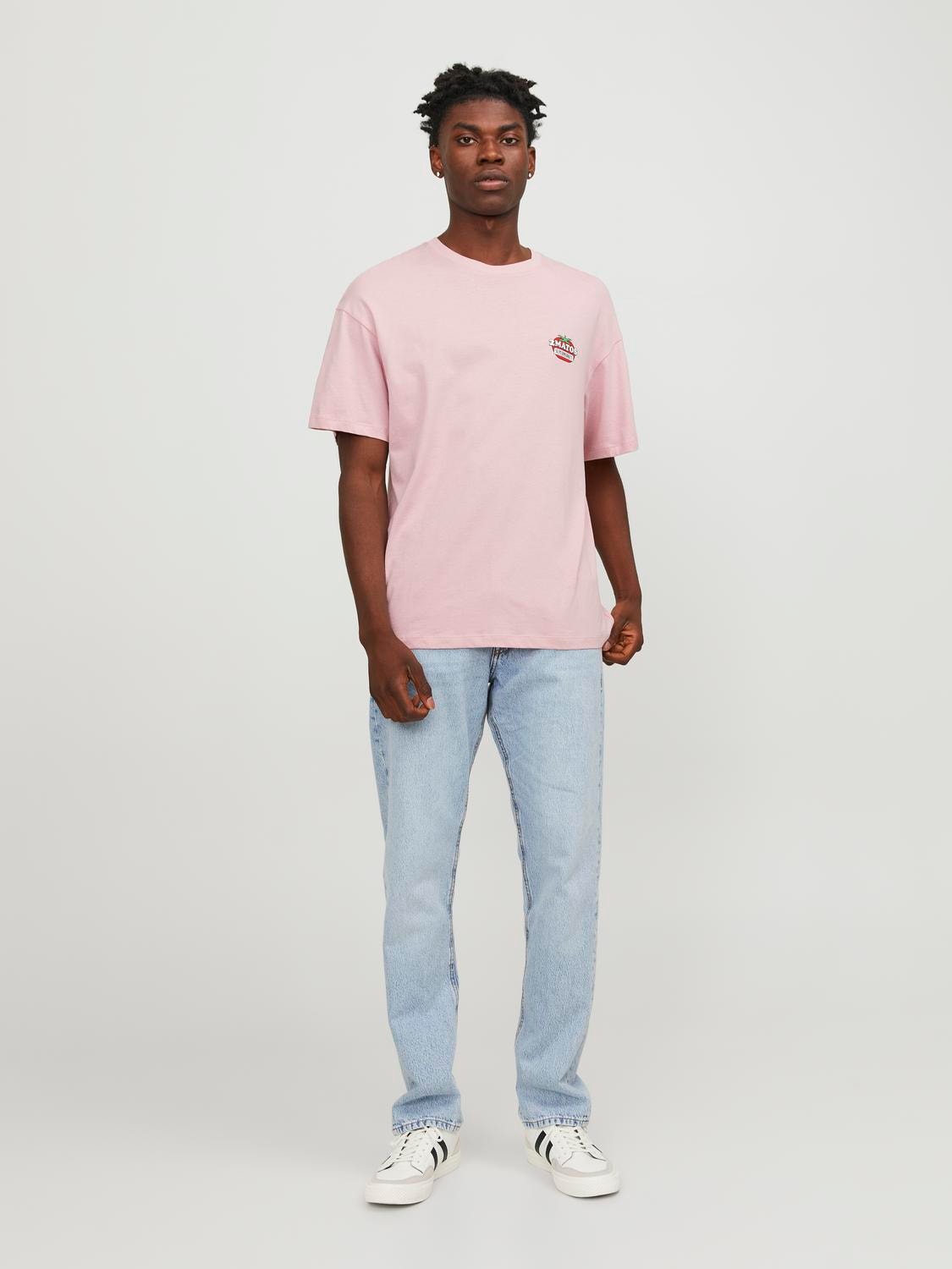 Jack & Jones Gedruckt Rundhals T-shirt -Pink Nectar - 12247753