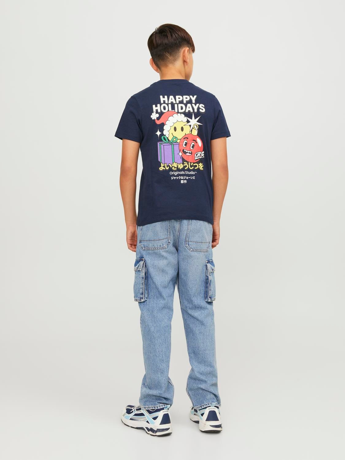 Jack & Jones X-mas T-skjorte For gutter -Navy Blazer - 12247766