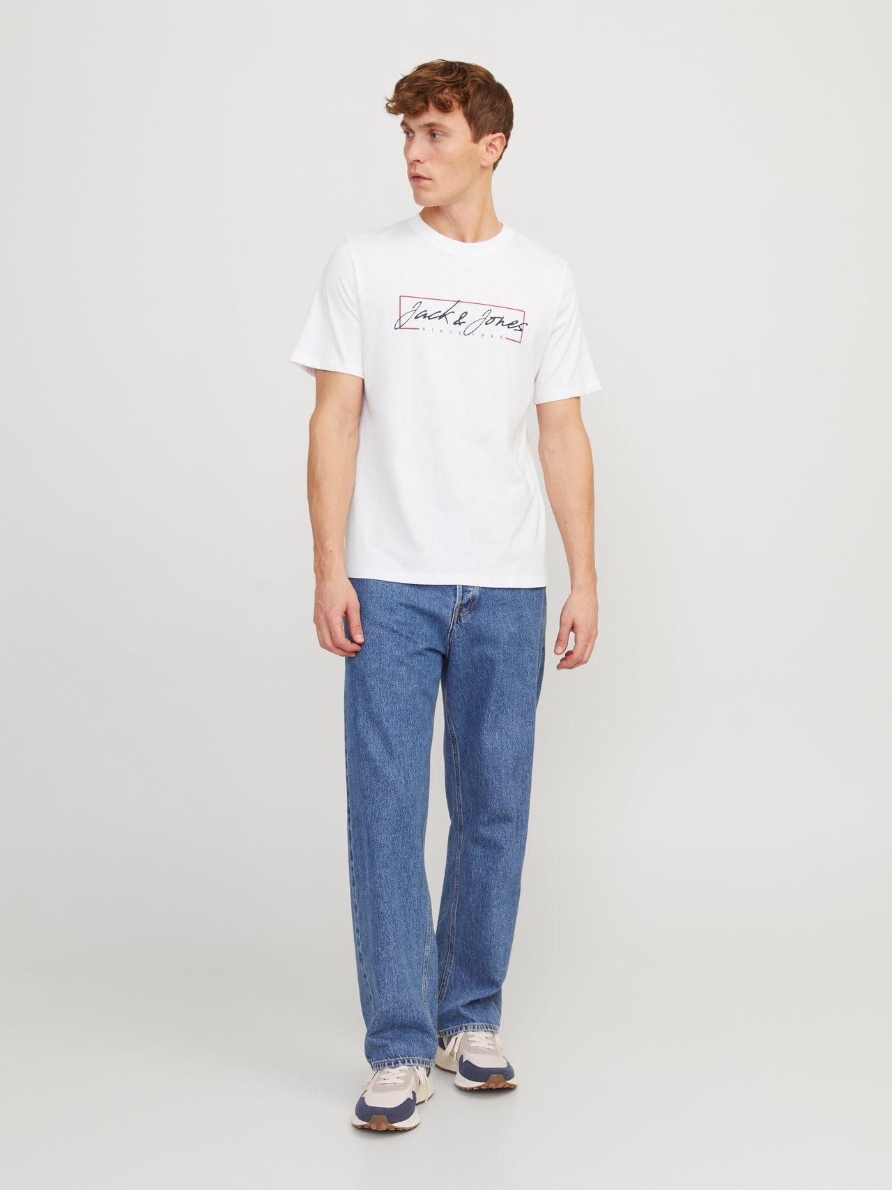 Jack & Jones Logo Pyöreä pääntie T-paita -White - 12247779