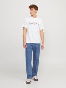 Jack & Jones Nyomott mintás Környak Trikó -White - 12247779