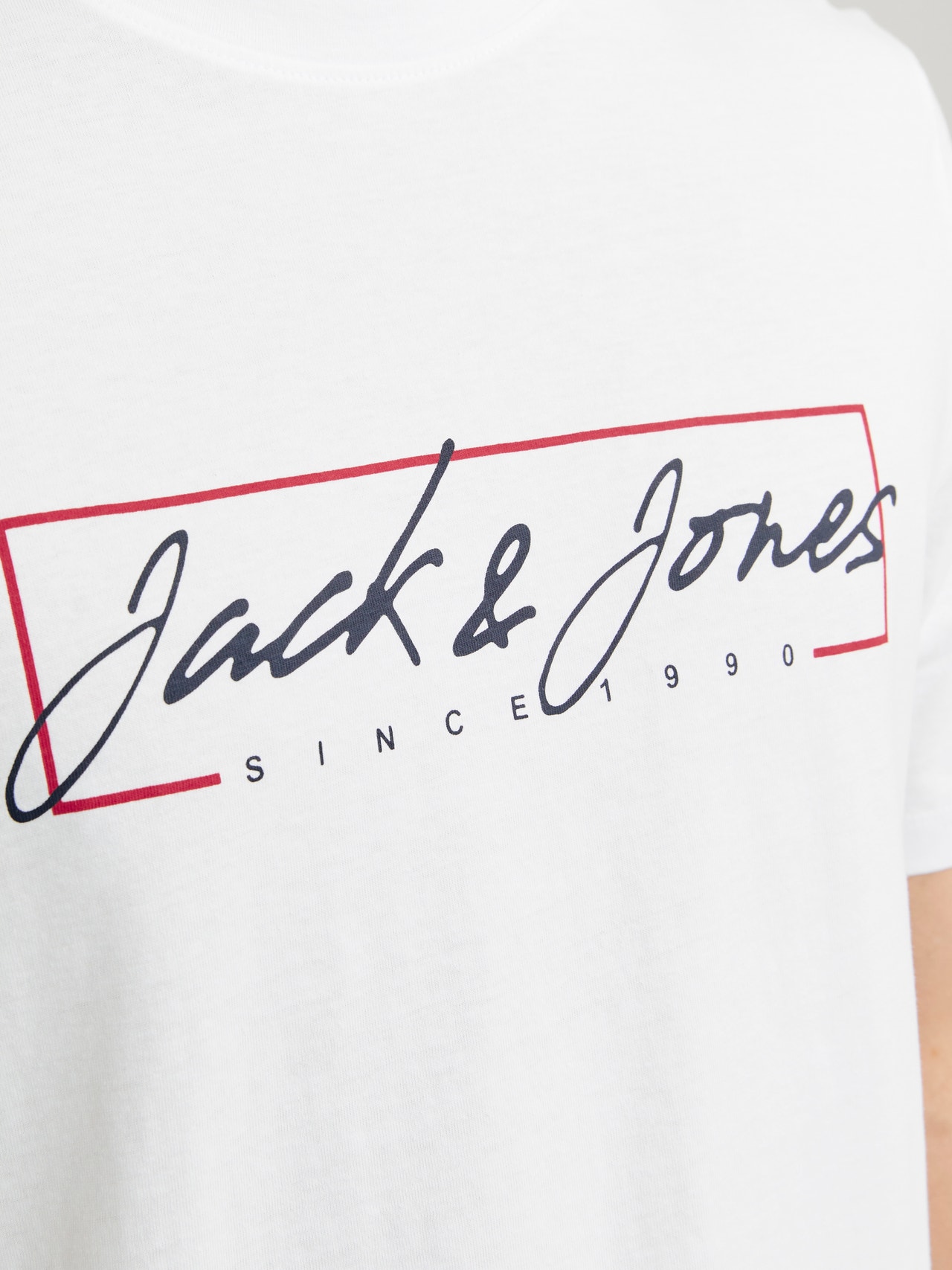 Jack & Jones Logo Pyöreä pääntie T-paita -White - 12247779