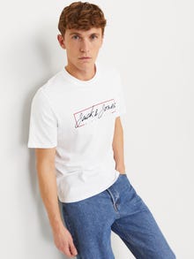 Jack & Jones Logo Pyöreä pääntie T-paita -White - 12247779