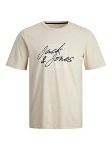 Jack & Jones Logotipas Apskritas kaklas Marškinėliai -Moonbeam - 12247779