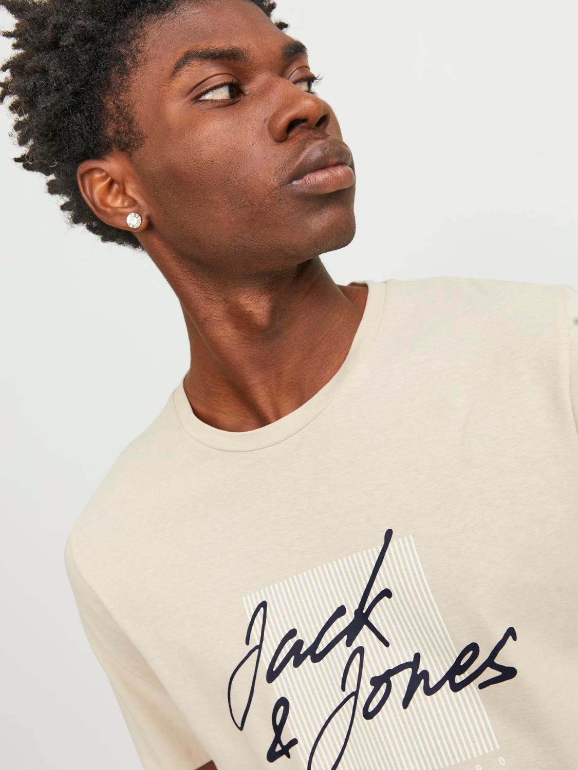 Jack & Jones Printed Crew neck T-shirt -Moonbeam - 12247779