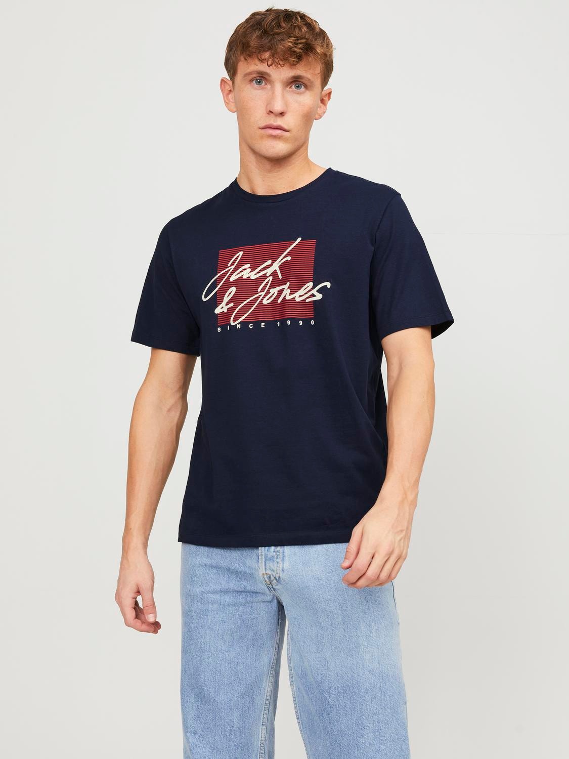 Jack & Jones Logo Ronde hals T-shirt -Navy Blazer - 12247779
