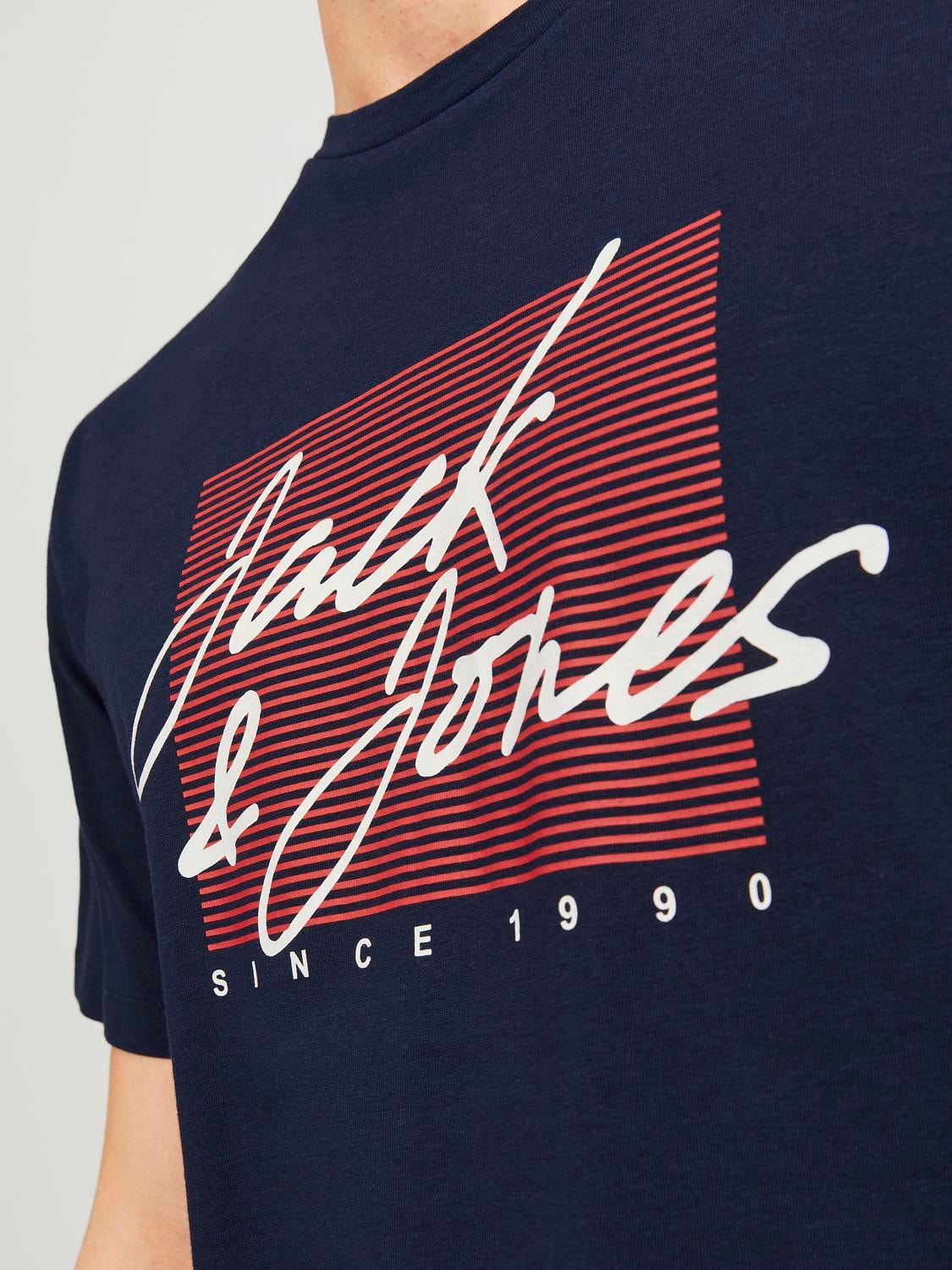 Jack & Jones Logotyp Rundringning T-shirt -Navy Blazer - 12247779