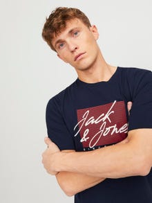 Jack & Jones Logo Ronde hals T-shirt -Navy Blazer - 12247779