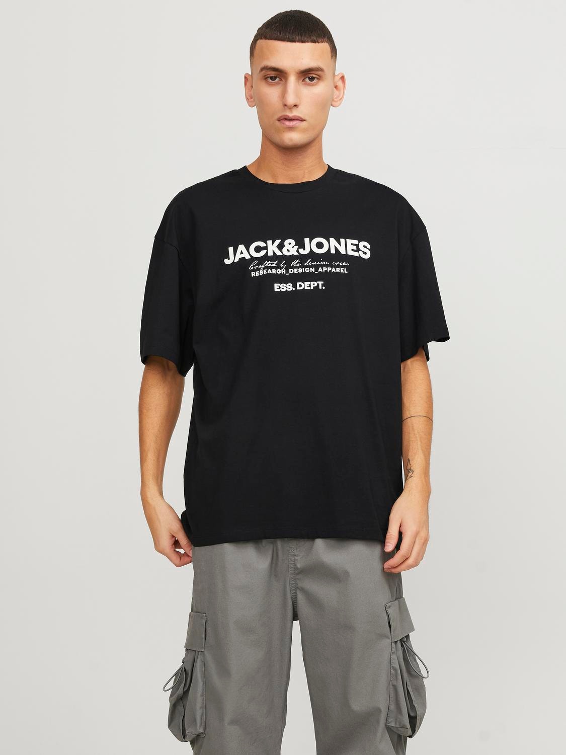 Jack & Jones Logo Kruhový výstřih Tričko -Black - 12247782