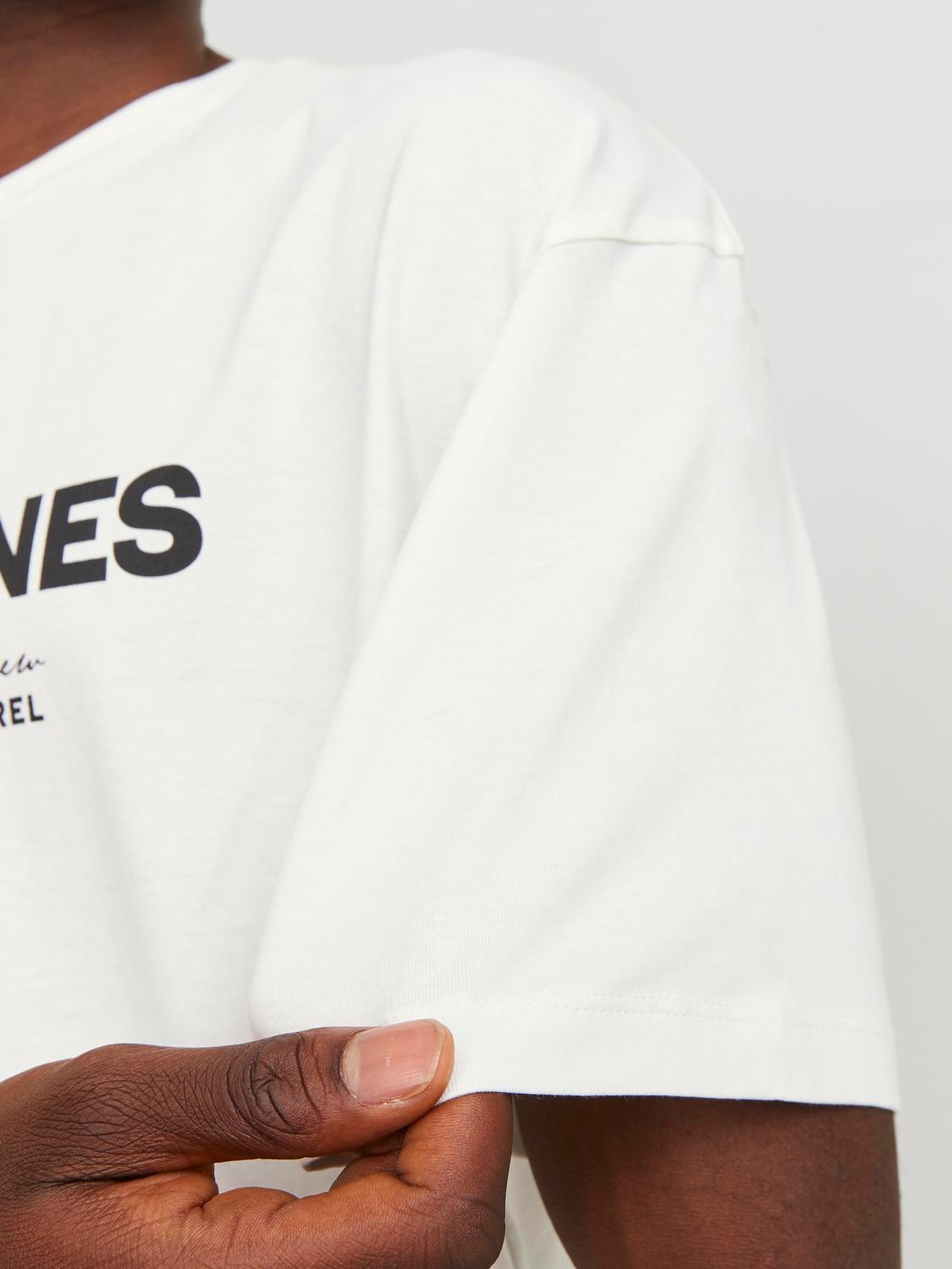 Jack & Jones Logo Rundhals T-shirt -Cloud Dancer - 12247782
