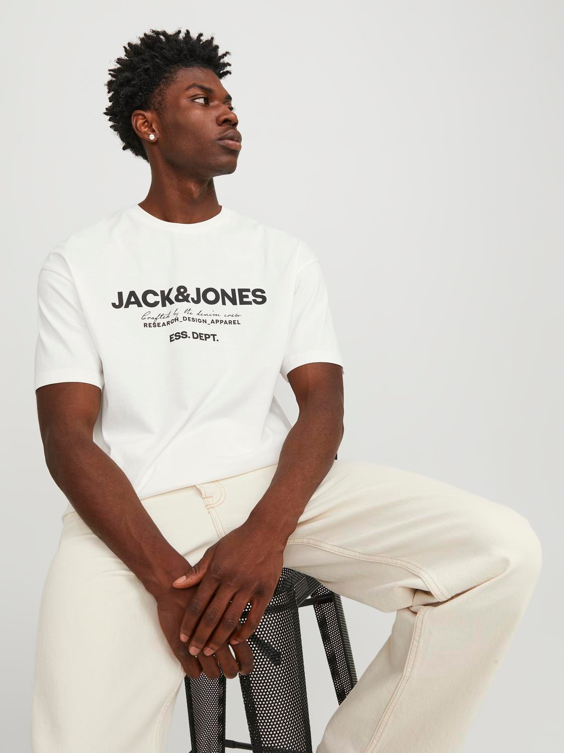 Jack & Jones Logo Pyöreä pääntie T-paita -Cloud Dancer - 12247782