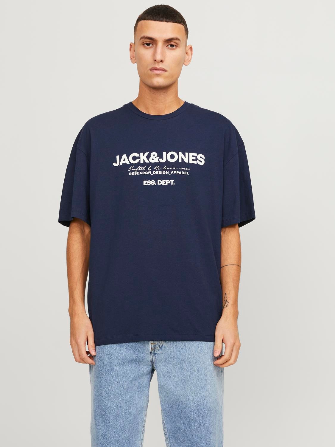 Jack & Jones Logo O-hals T-skjorte -Navy Blazer - 12247782