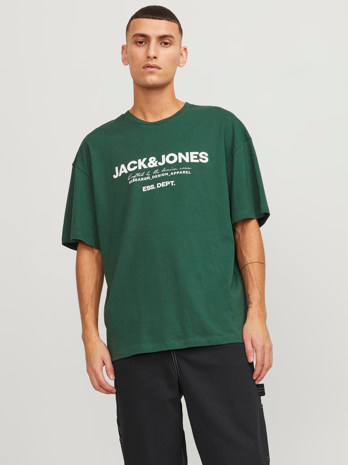 Jack & Jones Logo Pyöreä pääntie T-paita -Dark Green - 12247782