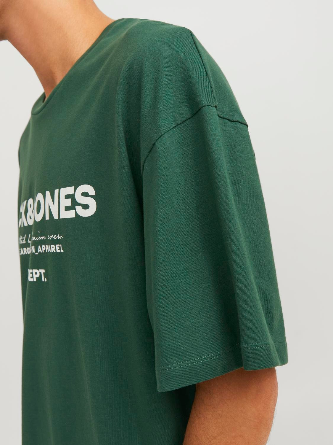 Jack & Jones Logo Pyöreä pääntie T-paita -Dark Green - 12247782