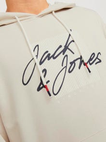Jack & Jones Logotipas Megztinis su gobtuvu -Moonbeam - 12247796