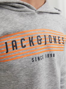 Jack & Jones Logo Mikina s kapucí Junior -Light Grey Melange - 12247861