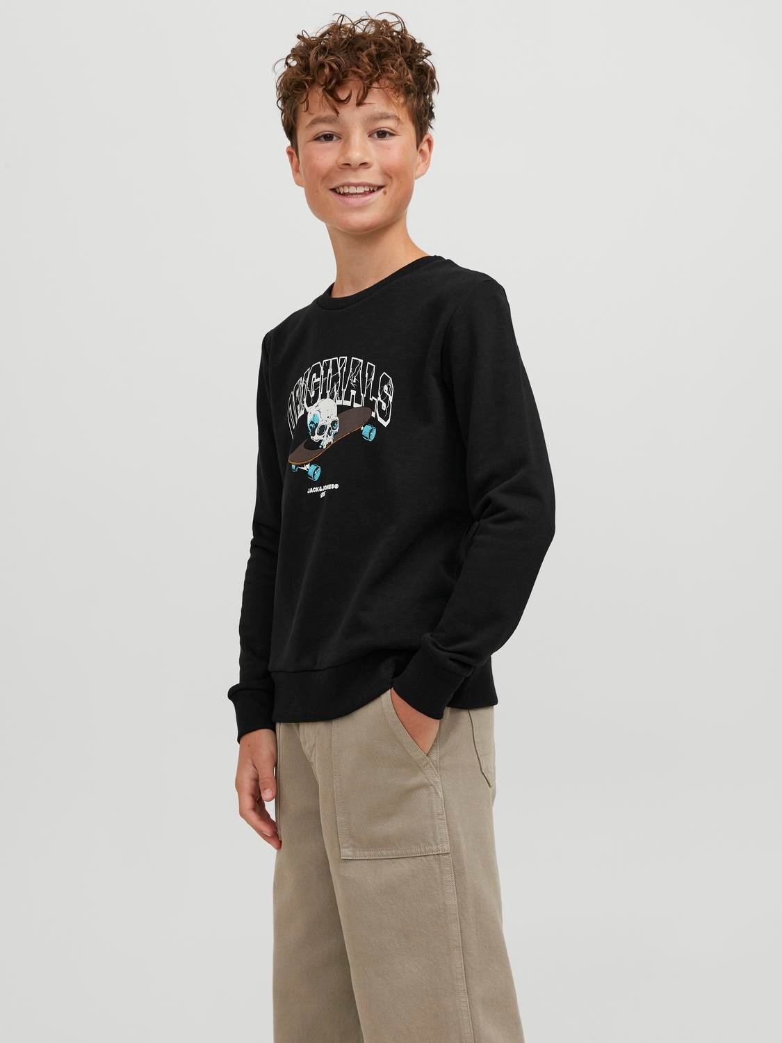 Jack & Jones Bedrukt Sweatshirt met ronde hals Voor jongens -Black - 12247870