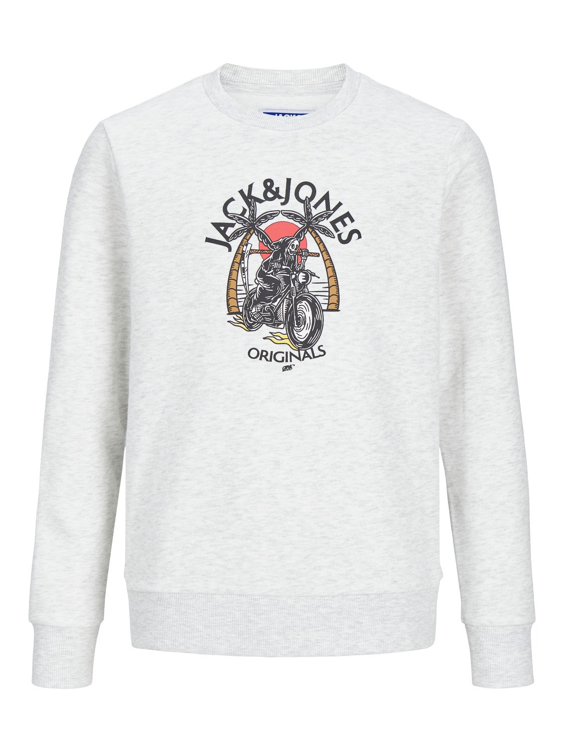 Jack & Jones Printed Crew neck Sweatshirt For boys -White Melange - 12247870