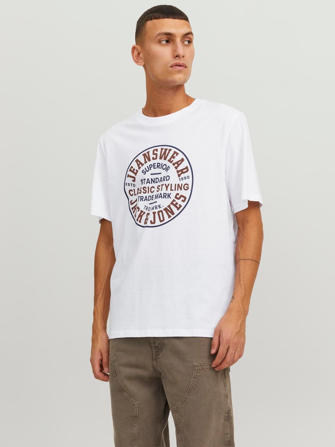 Jack & Jones Bedrukt Ronde hals T-shirt -Bright White - 12247881