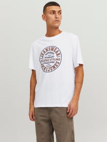 Jack & Jones Painettu Pyöreä pääntie T-paita -Bright White - 12247881