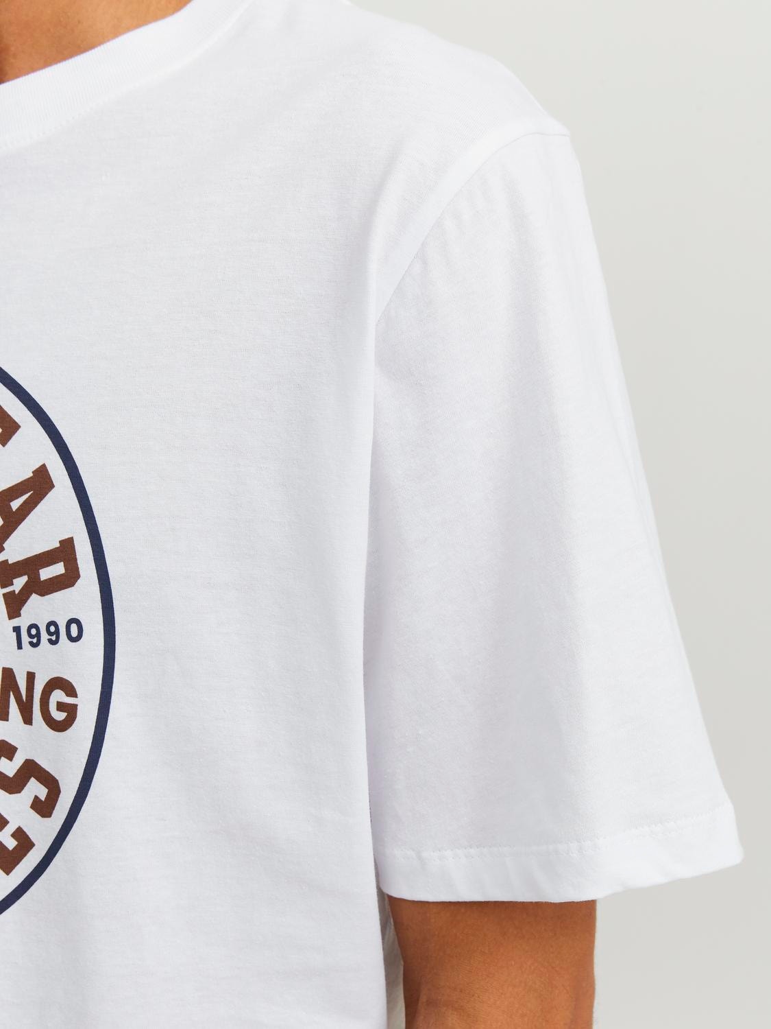 Jack & Jones Printed Crew neck T-shirt -Bright White - 12247881