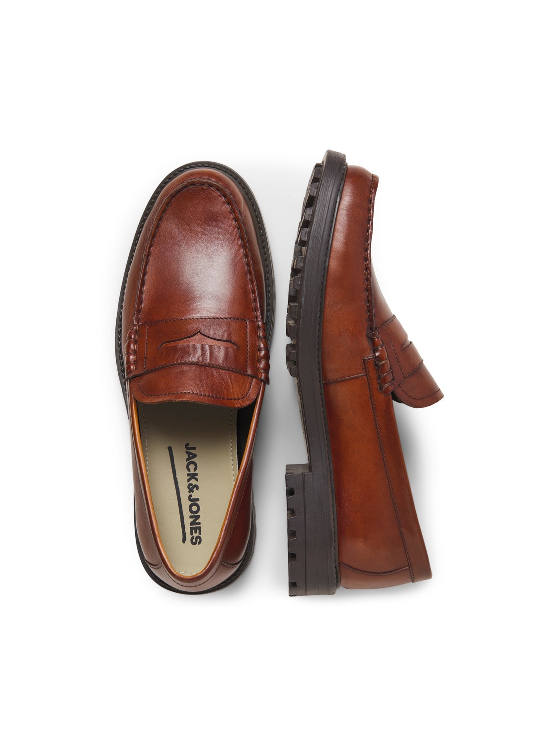 Jack & Jones Leather Loafers -Cognac - 12247892