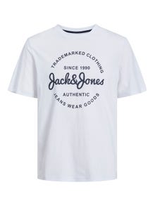 Jack & Jones Gedrukt Ronde hals T-shirt -White - 12247972