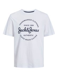 Jack & Jones Nadruk Okrągły dekolt T-shirt -White - 12247972