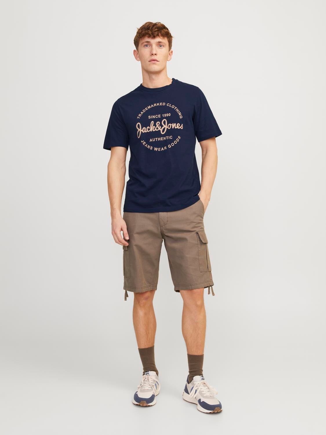 Jack & Jones Gedruckt Rundhals T-shirt -Navy Blazer - 12247972