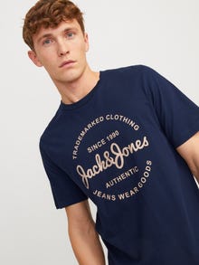 Jack & Jones Nyomott mintás Környak Trikó -Navy Blazer - 12247972