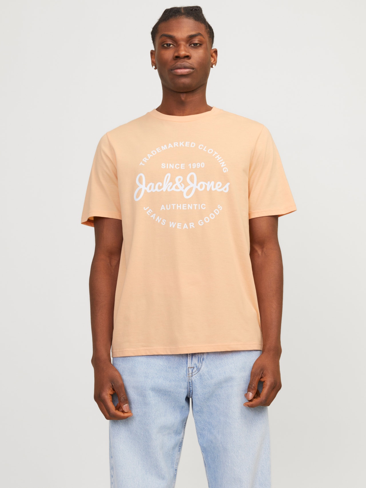 Jack & Jones Potištěný Kruhový výstřih Tričko -Apricot Ice  - 12247972