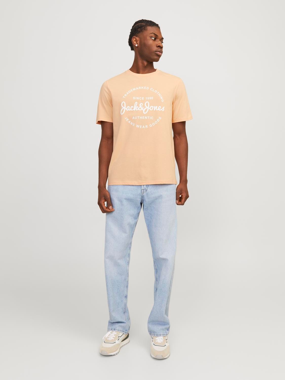 Jack & Jones Printed Crew neck T-shirt -Apricot Ice  - 12247972