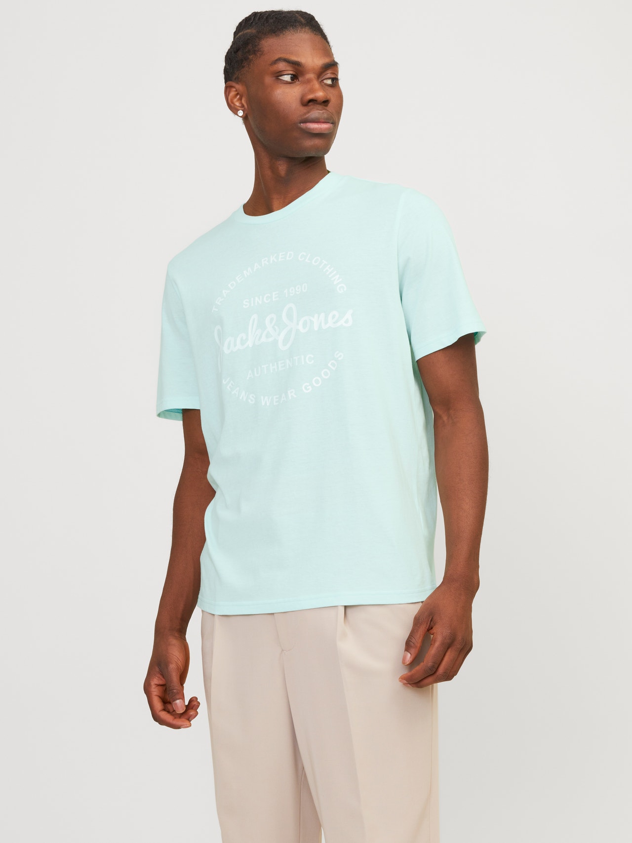Jack & Jones Printet Crew neck T-shirt -Soothing Sea - 12247972
