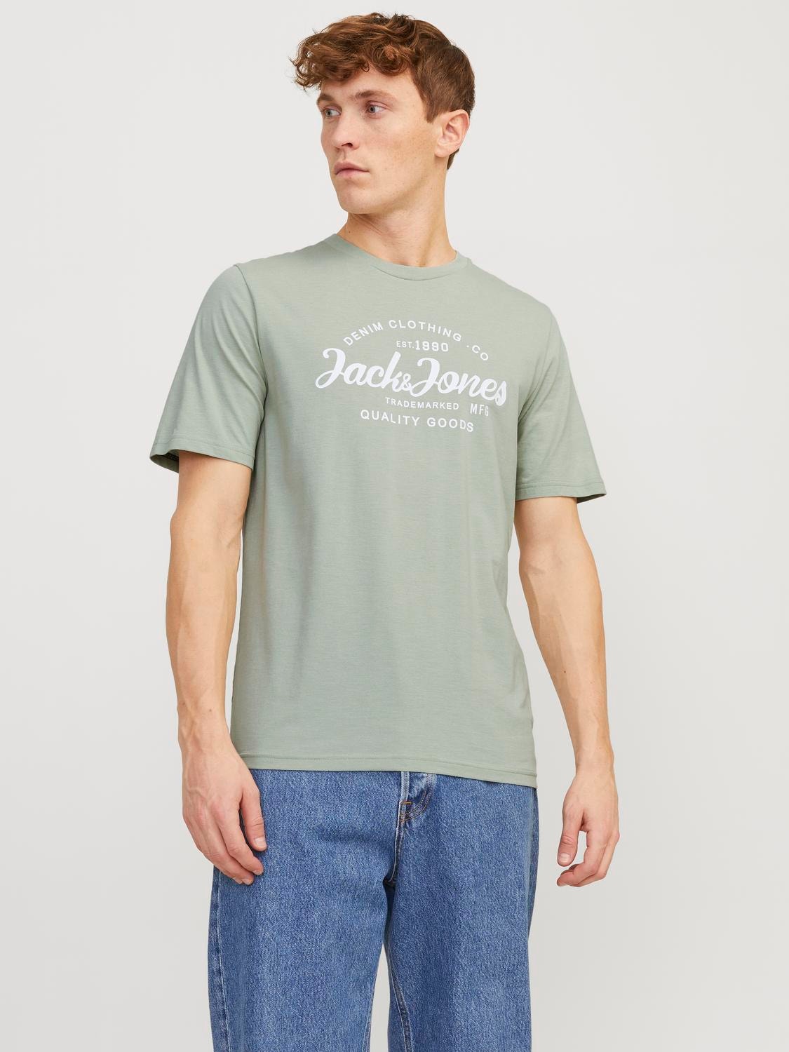 Jack & Jones Printed Crew neck T-shirt -Desert Sage - 12247972
