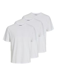 Jack & Jones 3-pack Enfärgat Rundringning T-shirt -White - 12248076