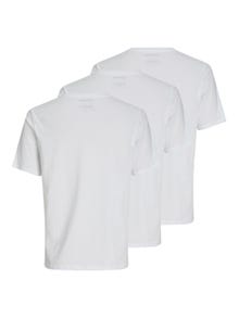 Jack & Jones 3er-pack Einfarbig Rundhals T-shirt -White - 12248076