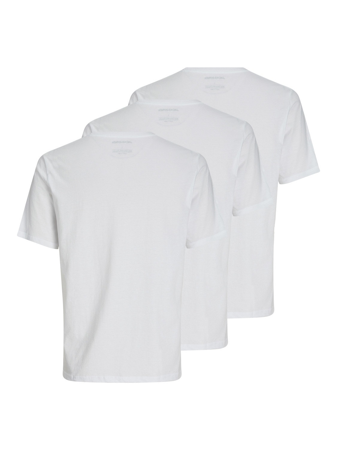 Jack & Jones Paquete de 3 Camiseta Liso Cuello redondo -White - 12248076