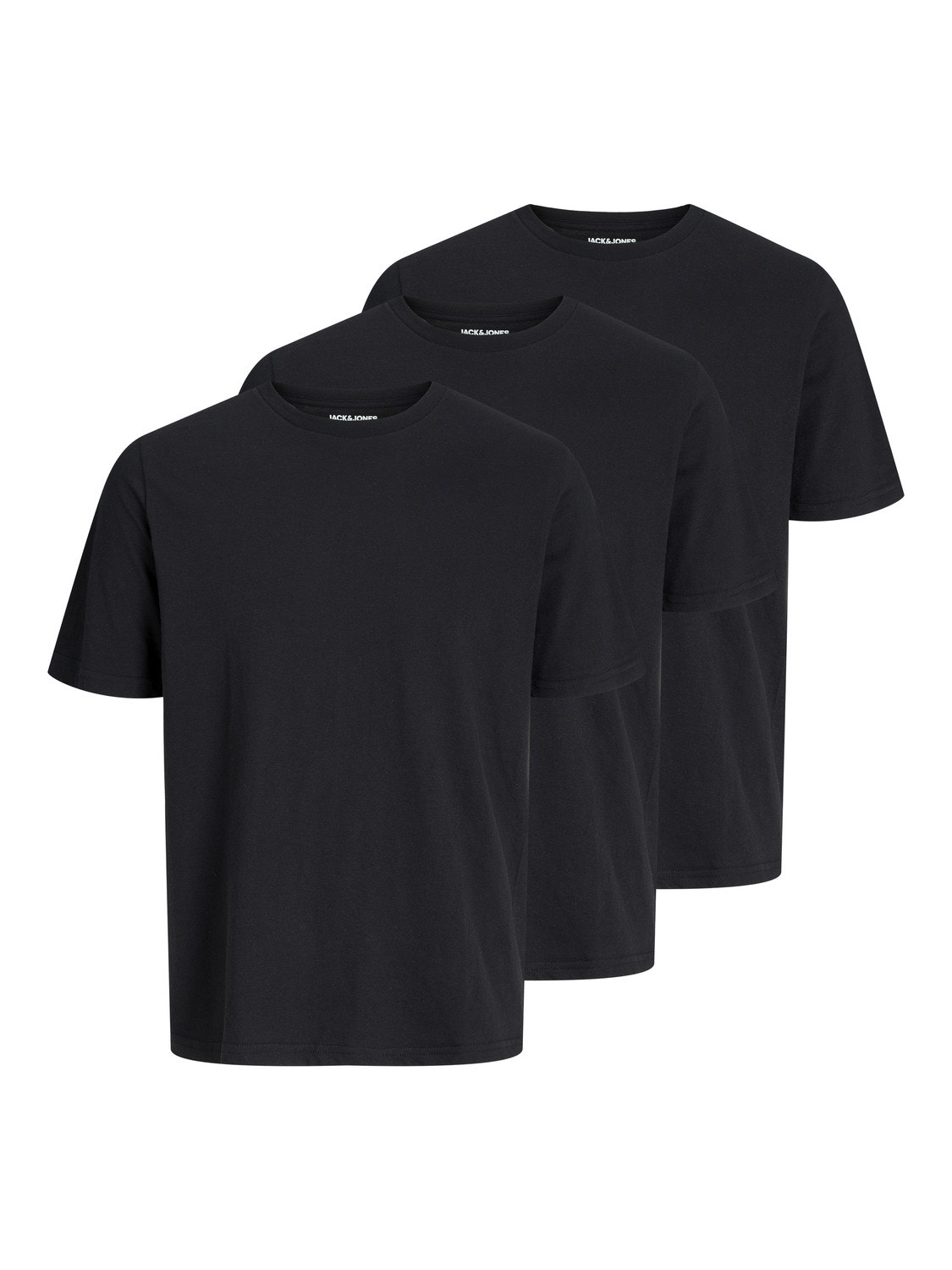 Jack & Jones 3-pak Gładki Okrągły dekolt T-shirt -Black - 12248076
