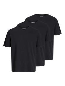 Jack & Jones 3-pak Gładki Okrągły dekolt T-shirt -Black - 12248076
