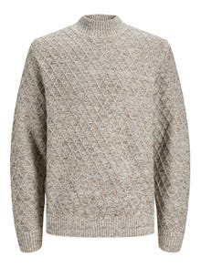 Jack & Jones Gładki Sweter z dzianiny z okrągłym dekoltem -Oatmeal - 12248127