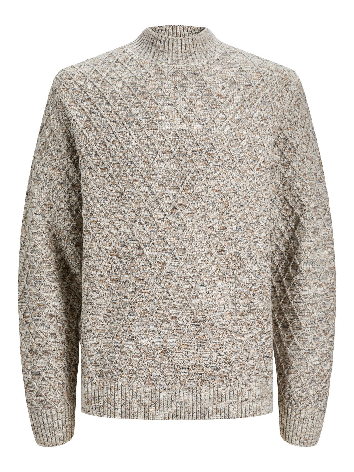 Jack & Jones Gładki Sweter z dzianiny z okrągłym dekoltem -Oatmeal - 12248127