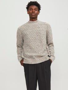 Jack & Jones Gładki Sweter z dzianiny z okrągłym dekoltem -Oatmeal - 12248127