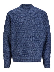 Jack & Jones Ensfarvet Striktrøje med rund hals -Night Sky - 12248127