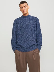 Jack & Jones Ensfarvet Striktrøje med rund hals -Night Sky - 12248127