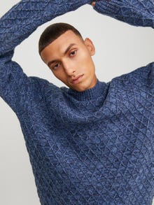 Jack & Jones Ensfarvet Striktrøje med rund hals -Night Sky - 12248127