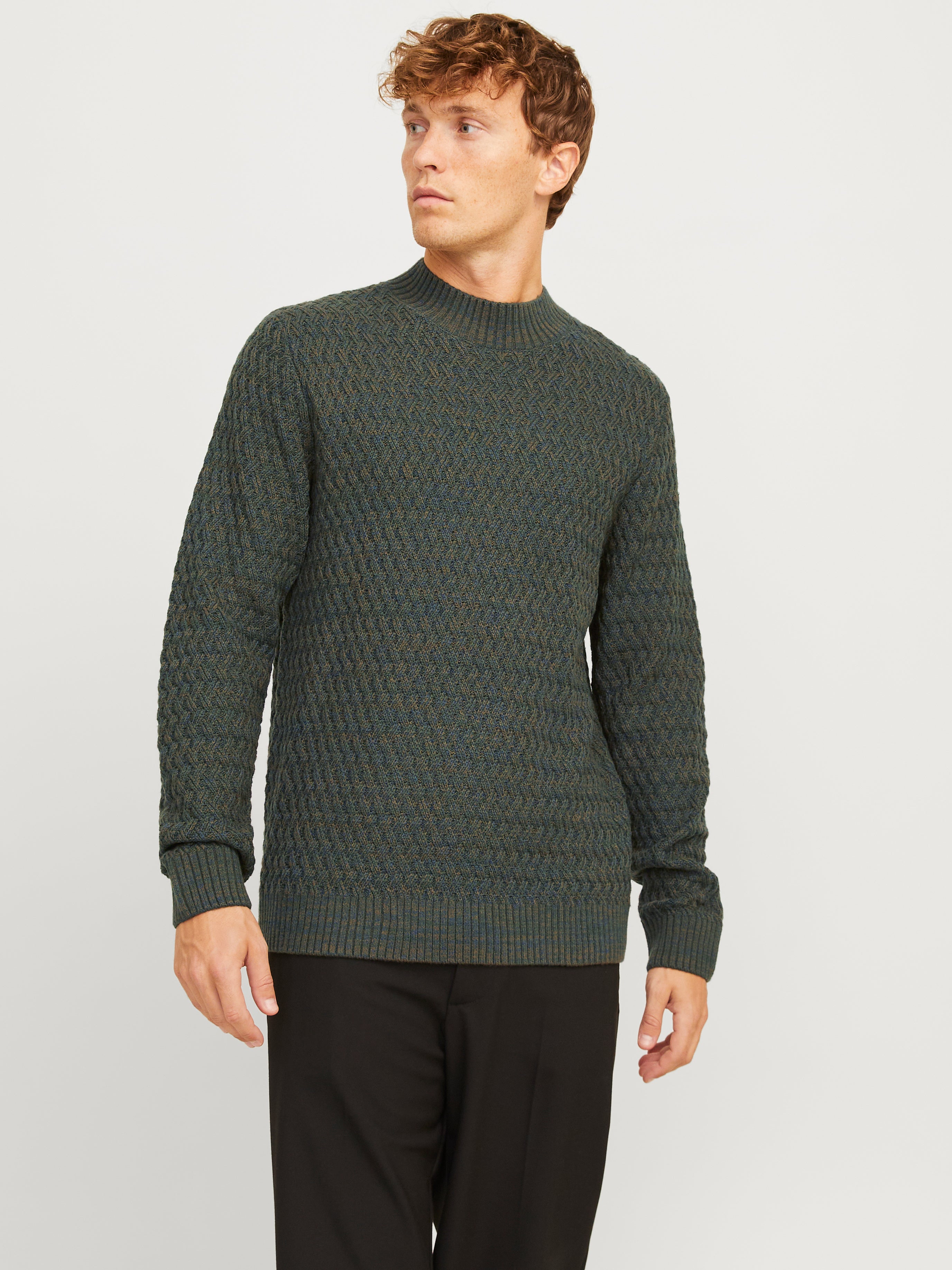 Einfarbig Strickpullover