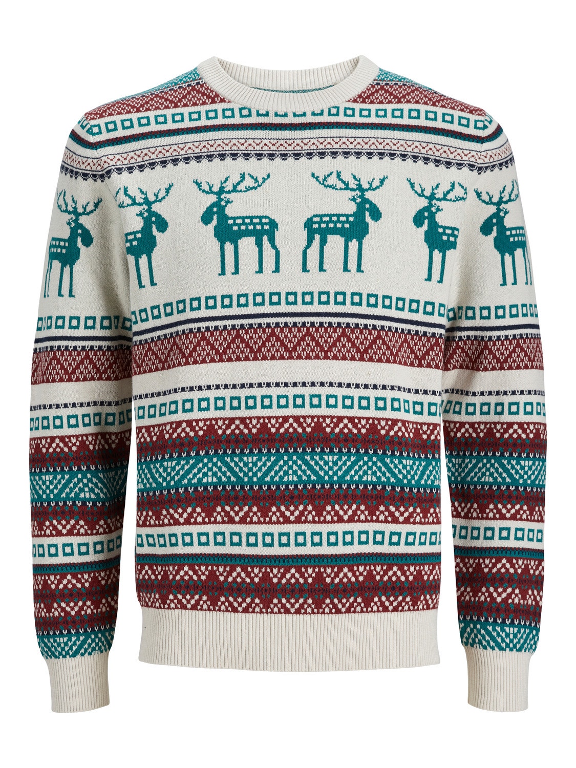 Jack & Jones X-mas Strikkegenser med rund hals -Moonbeam - 12248145