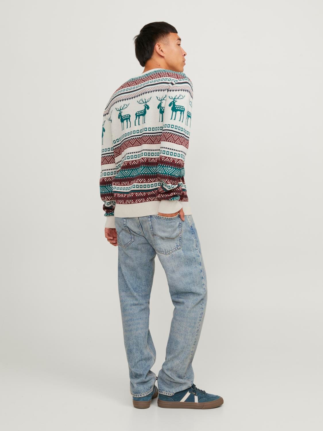 Jack & Jones X-mas Strikkegenser med rund hals -Moonbeam - 12248145